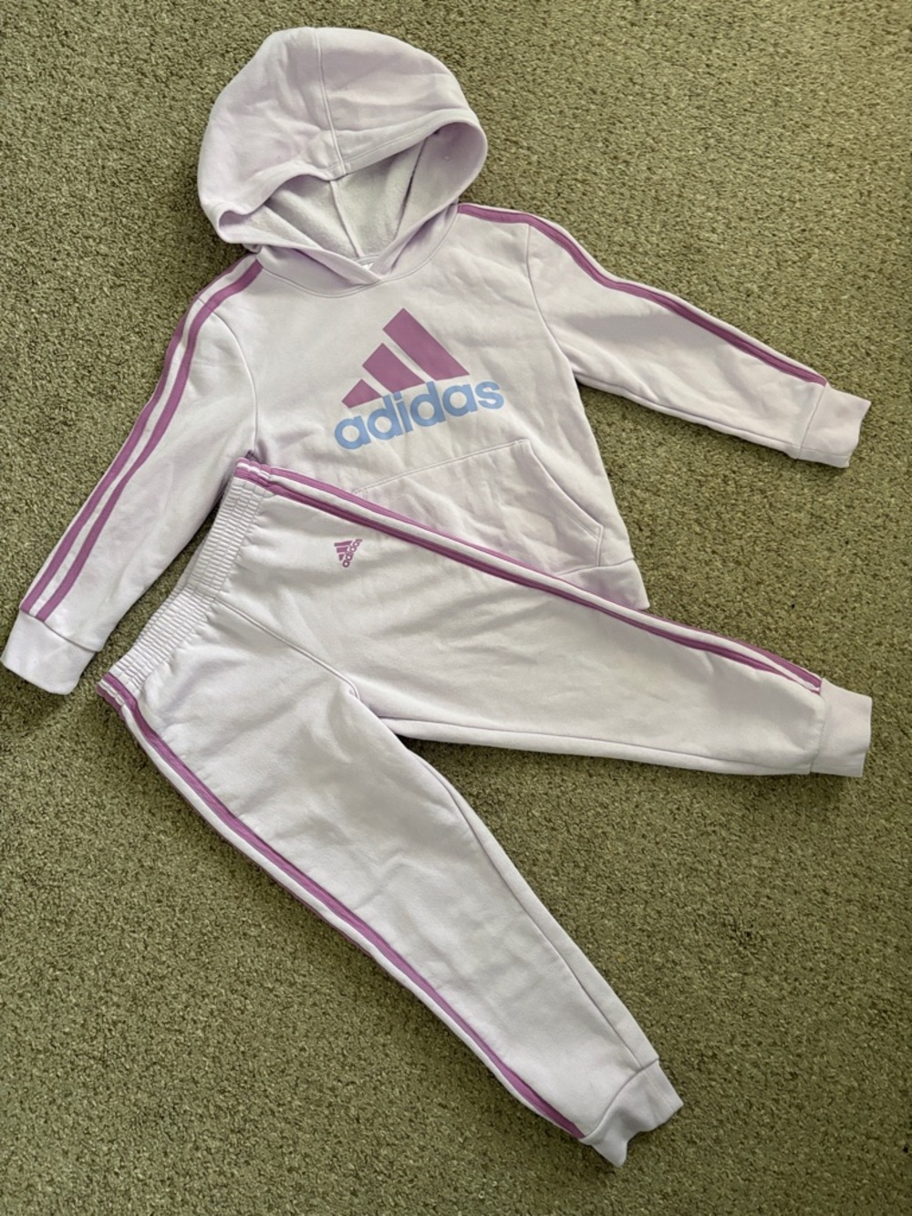 adidas Light Pink & Lavender Girls Hoodie and Joggers Set